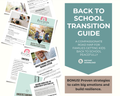 Back to School Transition Guide with various pages displayed and a promotional banner on a white background.